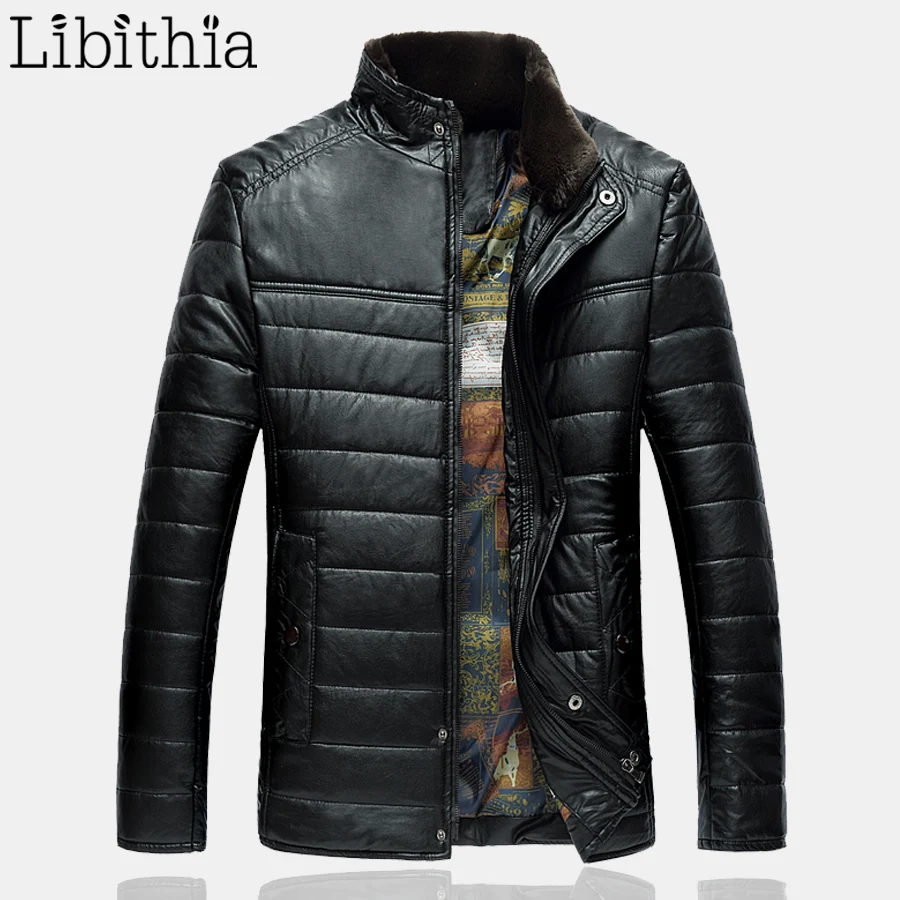 

PU Leather Cotton Straight Jackets Men Motorcycle Casual Coat Stand Collar Men's Winter Thick Clothing Black Coffee M-3XL K412