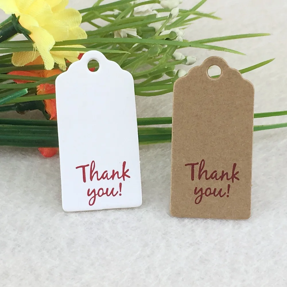 

100pcs 4*2cm Thank you Labels/Hang Tag DIY Handmade Gift Tags Kraft Packing Labels Christmas Gift Tags/Cards Thank you Paper Tag