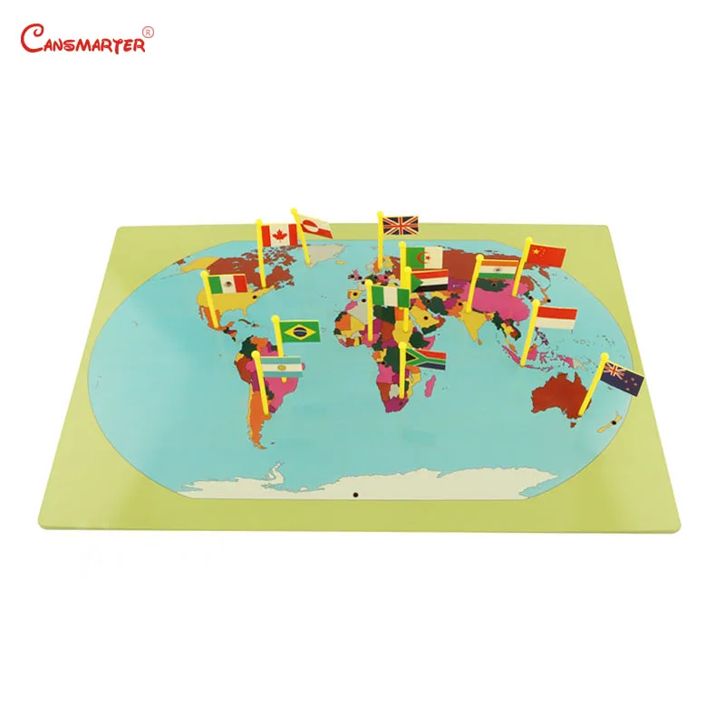  Montessori Preschool Flags of The World Map Recognize Geography Standard Teaching Aids Wooden Mater - 33017456449