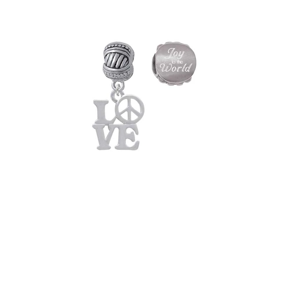 Love with Peace Sign Joy to the World Charm Beads (Set of 2)