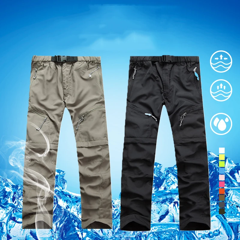 Rápido seco hombres al aire libre pantalones de senderismo desmontable pantalones cortos transpirable de secado rápido Trekking Camping Pantalones de senderismo S-XXXL Rápido seco hombres al aire libre pantalones de senderismo desmontable pantalones cortos transpirable de secado rápido Trekking Camping Pantalones de senderismo S-XXXL