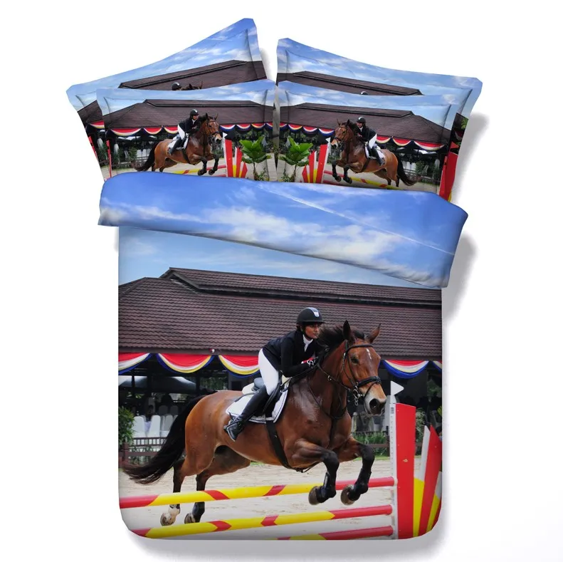Horse Comforter Bedding set 3D design Queen size duvet cover bed sheet