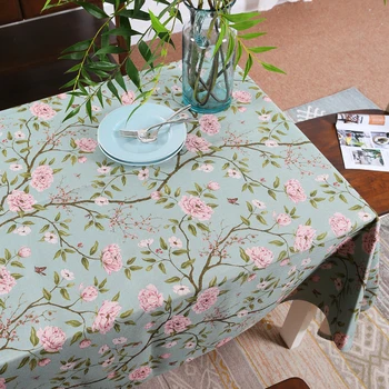 

Pineal House Continuous System Rural Style Tablecloth Thick And Solid Cotton Table Covering Cloth Flower All Art Villa Can