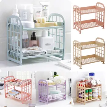 

HOT 2 Layers Bathroom Plastic Square Storage Organizer Shelf Rack NEW effectively save space moved