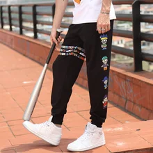 Брюки карго мужские повседневные комбинезоны брюки размера плюс в цветную полоску с героями мультфильмов L-4XL свободные танцевальные шаровары Хип-хоп брюки