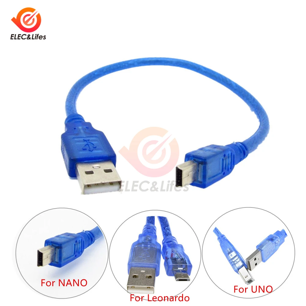 USB-кабель 30 см для R3/Nano XBEE /MEGA2560/Leonardo/Pro micro/DUE Line Голубой высокое качество тип A USB/Mini