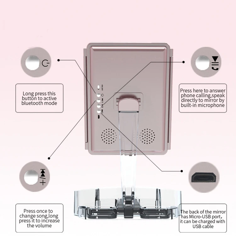  Tri-fold desktop LED makeup mirror Touch dimming on both sides / 2 times 3 times Princess mirror ta