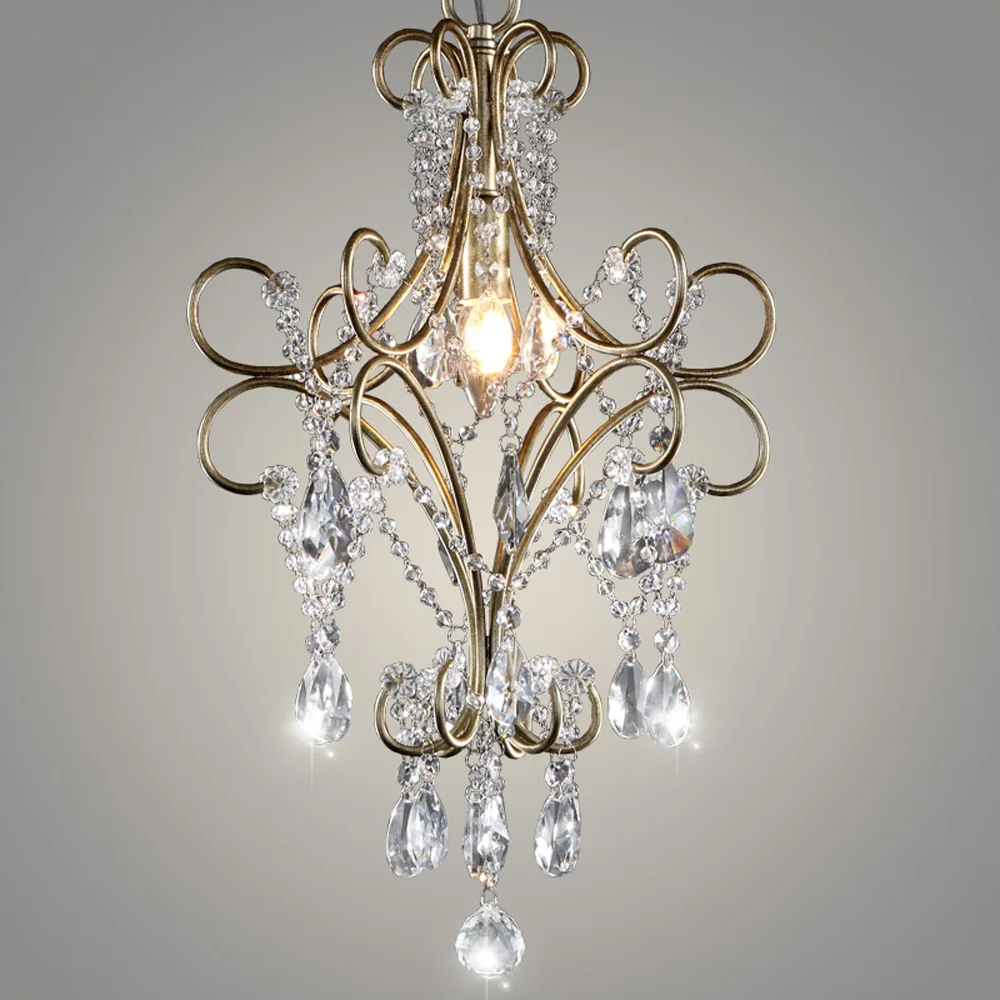 American Loft Crystal Corridor Pendant Light France Copper Color Living Room Bedroom Dining Study Bar Lamps | Лампы и освещение