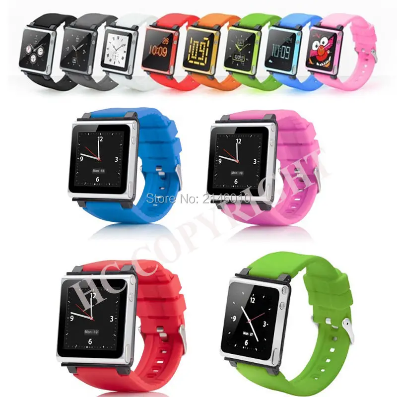 Silicone Aluminum Multi Touch Watch Band Wrist Strap For iPod Nano 6