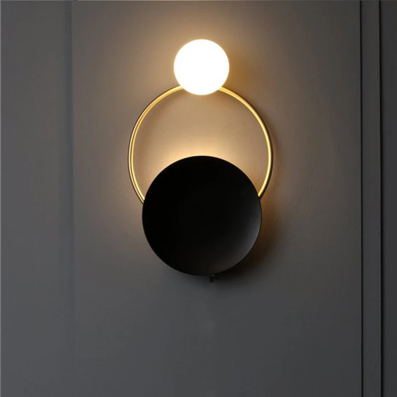 

Wall lamp round black white gold lights for home living room bedroom study room decorative AC85-265V Modern led wall light