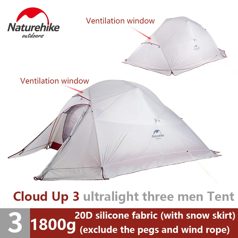 Палатка Naturehike Cloud Up обновленная двухслойная водонепроницаемая 20D силикон