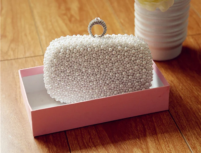 2021 Handmade Pearl bag Evening Bag Fashion mini Clutch Weeding Party Bridal bag women shoulder bag Wedding  MN1137