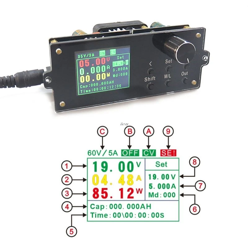 

DPX6005S Adjustable Voltage Power Supply Buck Module With 1.8" LCD Display free ship