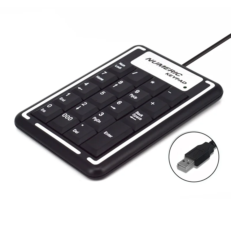 

USB Digital 19 Keys Wired Keypad Numeric Mini Keypad For Laptop PC