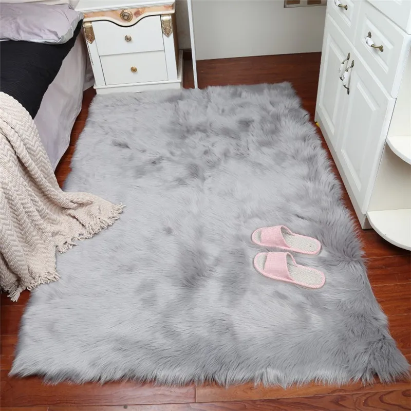 

Soft artificial sheepskin rug chair cover bedroom living room mat warm and comfortable furry carpet