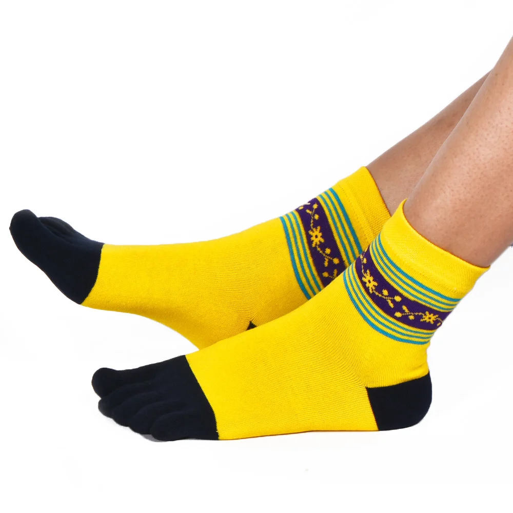 New Fashion Women Funny Stripe Toe Socks Cotton Five Fingers Socks