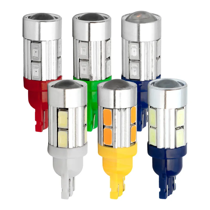 

2pcs T10 194 W5W 10 SMD 5630 5730 LED Light Wedge Bulb High power led car parking Fog light auto marker light yellow red blue