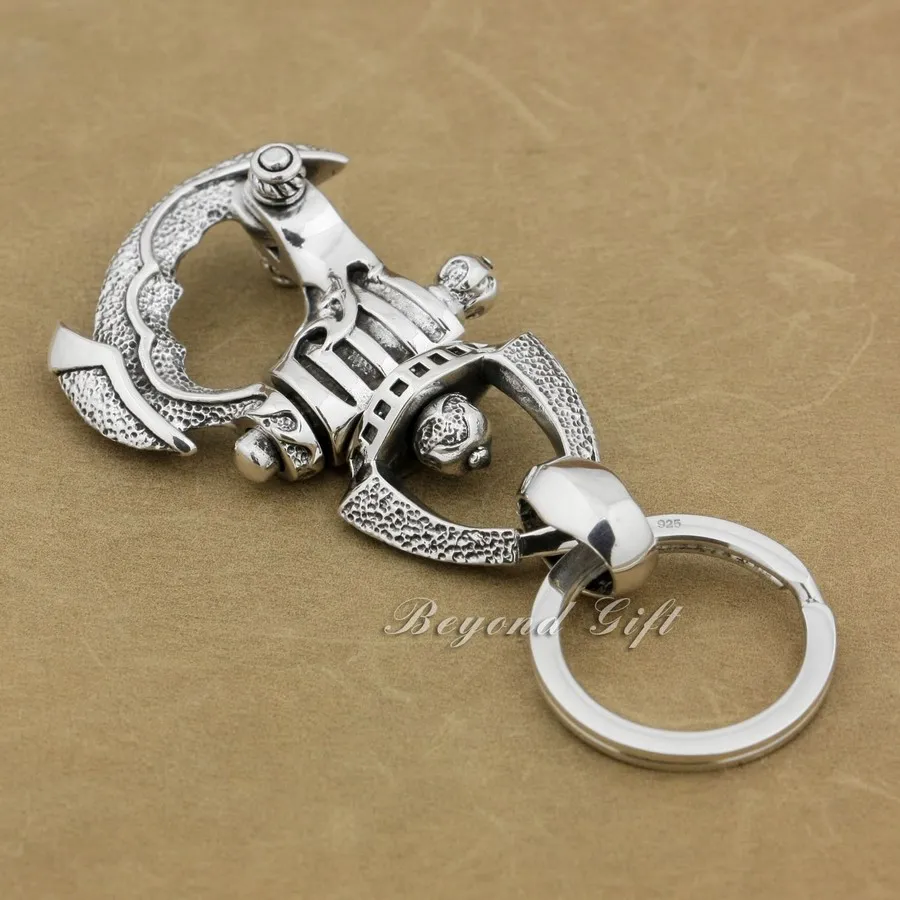 925 Sterling Silver Huge Heavy Helmet Mens Biker Punk Keychain Belt Clip 8J018A 925 Sterling Silver Huge Heavy Helmet Mens Biker Punk Keychain Belt Clip 8J018A