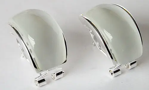 

FREE SHIPPING>>> Hot sale new Style >>>>Rare 925 Sterling Silver Natural Clear White Cat Eye Opals Stud Earrings