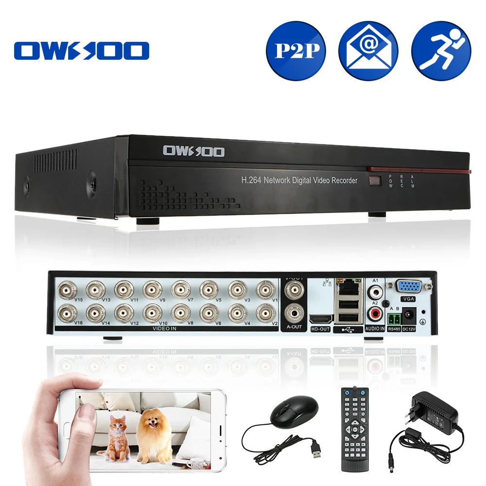 OWSOO 16CH DVR Digital Video Recorder 16 Channel H.264 Home CCTV Security DVR HD/VGA/BNC Output 2CH Audio Input Phone Control-in Surveillance Video Recorder ...