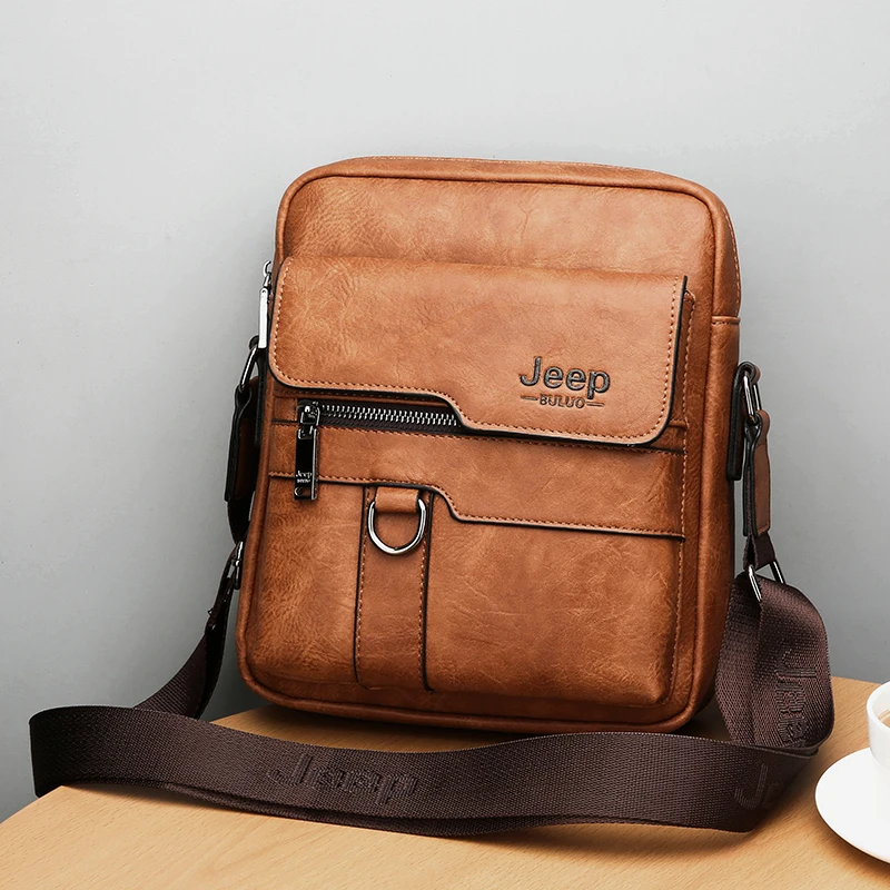 JEEP BULUO marca de lujo de los hombres bolsos de mensajero bandolera de negocios Casual bolso de hombro de cuero para hombre de gran capacidad JEEP BULUO marca de lujo de los hombres bolsos de mensajero bandolera de negocios Casual bolso de hombro de cuero para hombre de gran capacidad