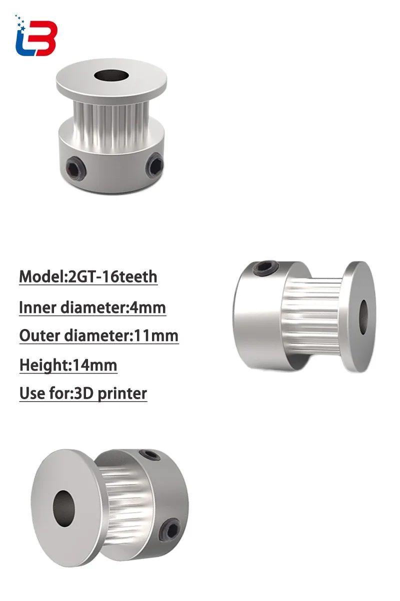 Tronxy 3d принтер Часть 2GT-16teeth синхронный колесный шкив 16 зубьев подходит ширина 6 мм 2GT зубчатый ремень для 3D принтера 5 шт./лот