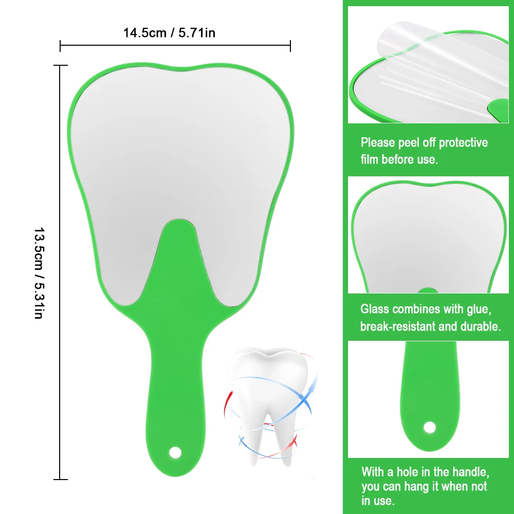 1 шт. ручка стоматологическое зеркало защита от поломки карманное зеркало для макияжа в форме зуба симпатичные пластиковые ручки зубы