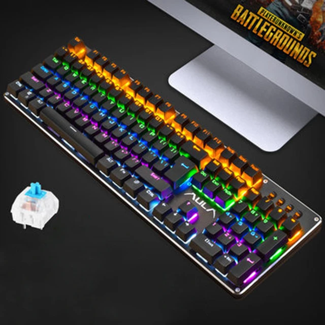 Best Price 104 Keys Gaming Mechanical Keyboard Blue/Black/Red Switches Backlight Metal Panels Keyboard for Laptop PC Tablet Desktop Gamer