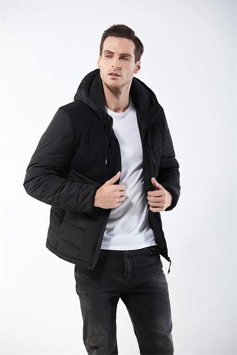 Winter Jackets Men Wind Resistant Autumn Spring Drawstring Hooded Mens Jacket Coats Male Thick Warm European Size Machine Wash 04