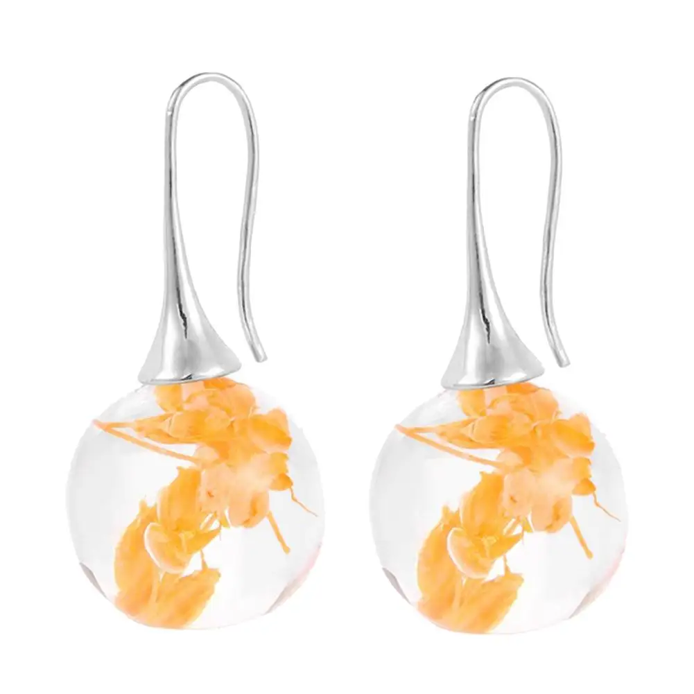 

Luminous Dried Flower Round Drop Pendant Hook Earrings Women Party Jewelry Gift hot