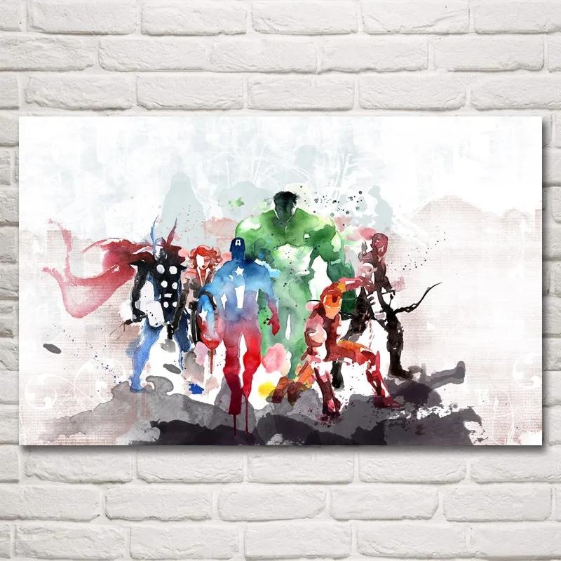 

Hulk Captain America Iron Man Thor Hawkeye Black Widow The Avengers Movies Art Silk Posters Prints Home Decor Pictures