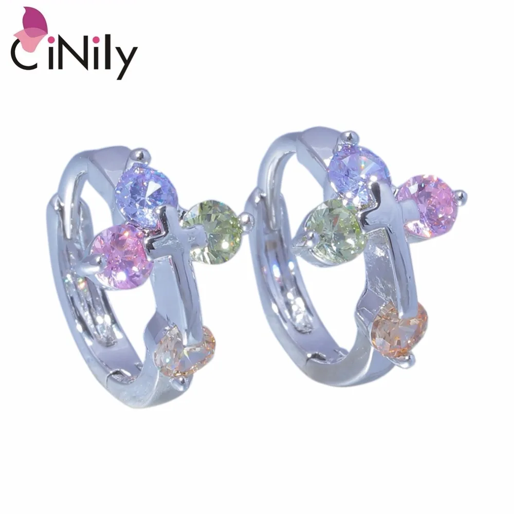 Cinily создан Morganite перидот с серебряным покрытием Оптовая крест для Для женщин