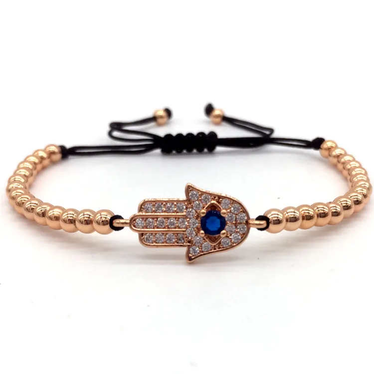 NAIQUBE Fashion Charm Bracelet For Men Women Pave CZ Hand Braided Macrame Bracelet Jewelry Gift - Окраска металла: rose gold color