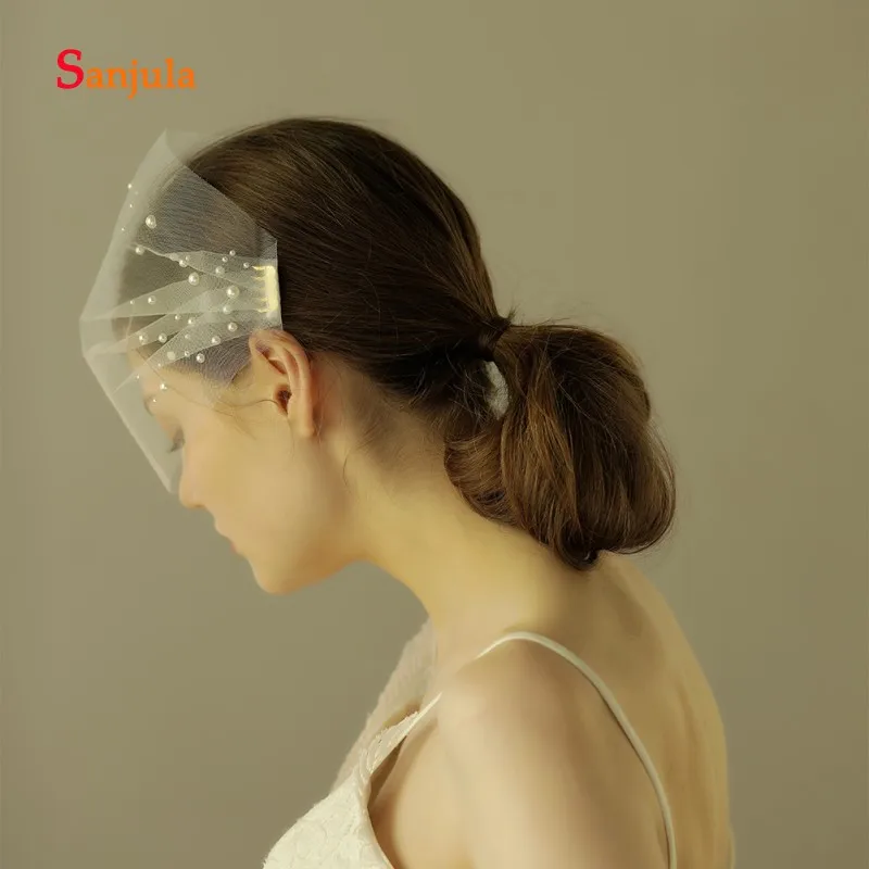 Perlas velo colorete con dos peine velos de novia de tul blanco una capa borde de corte nupcial pelo Accesorios complementos mujer V67 Perlas velo colorete con dos peine velos de novia de tul blanco una capa borde de corte nupcial pelo Accesorios complementos mujer V67