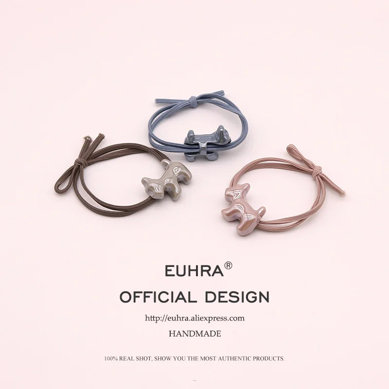 

EUHRA 5 Colors Elastic Puppy Dog Schnauzer Gum For Women Hair Band Kid Children Rubber Band High Elasticity