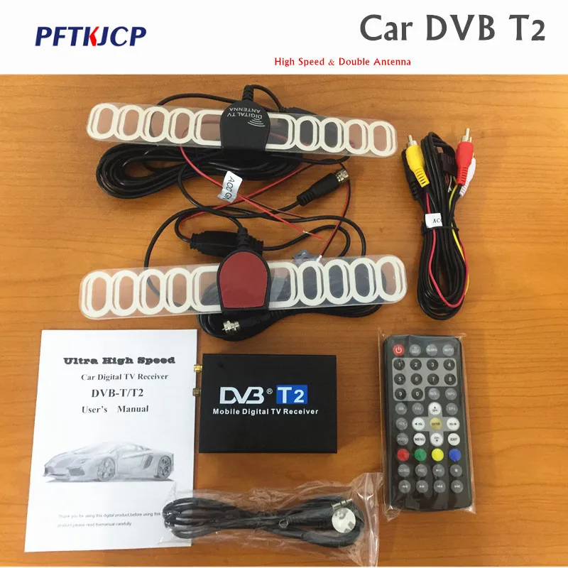 Digitale Auto TV Tuner DVB T2 Box 120 km std dvbt2 tuner 2 antenne empfänger Externe USB schwarz digital dvb t2 auto dvd für DVB T2 Kaufen