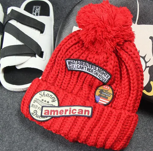 1 шт., новинка, вязанные шапки в стиле Звезд, осенне-зимние теплые шапки Skullies Beanies для женщин, 6 цветов - Цвет: Красный