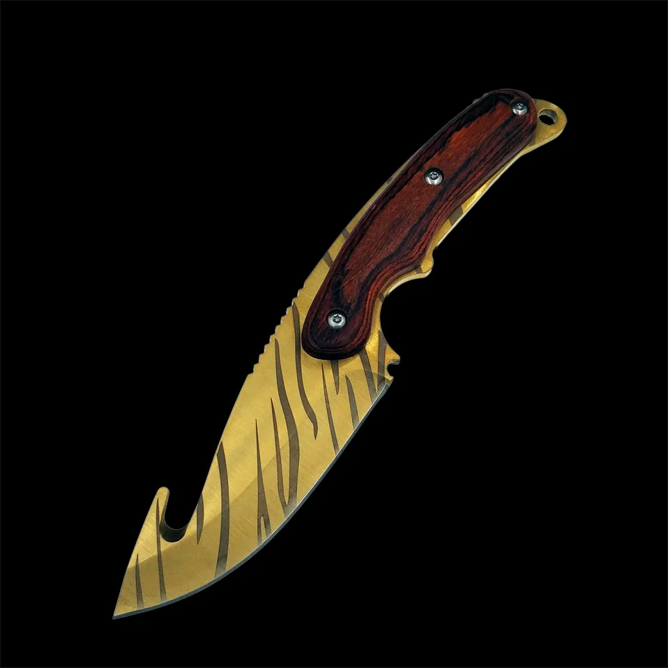 Настоящий тигровый нож для зубьев CS GO Gut knife s Counter Strike, тактические прямые охотничьи ножи, походная оболочка, нож для выживания, цветной нож - Цвет: Tiger tooth