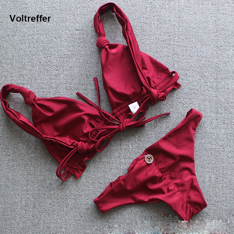 

Solid Padded Two Piece Mini Micro Bikini Swimwear Women 2018 Brazilian Sexy Swimsuit Push Up Swimming Suits Thong Bathing Suit