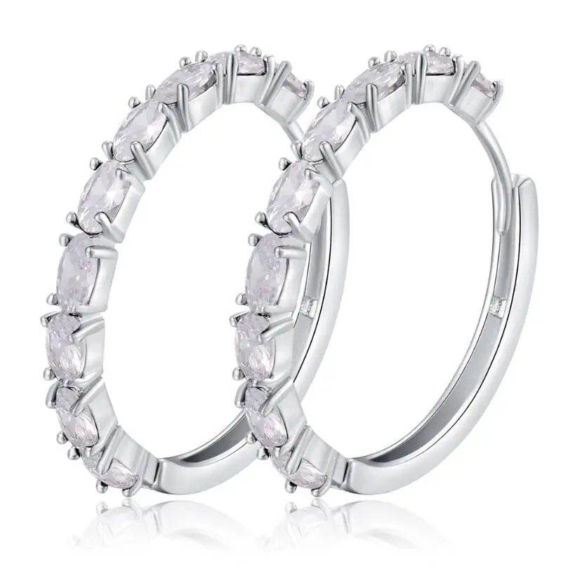 Anenjery классические модные красочные ослепительные Полные CZ серьги-кольца с цирконом для женщин медные сережки oorbellen brincos T-E64