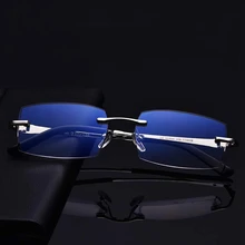 Умный HD diamond резка отделка без оправы анти blue ray дальнозоркостью прогрессивные Мультифокальные очки для чтения женщин для мужчин прозрачные линзы