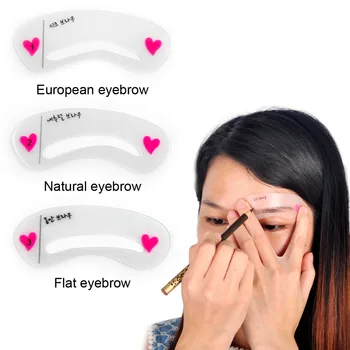 

100 3Pcs/set Eyebrow Stencils 3types Reusable Eyebrow Drawing Guide Card Brow Template DIY Make Up Tools hot sell free shipping