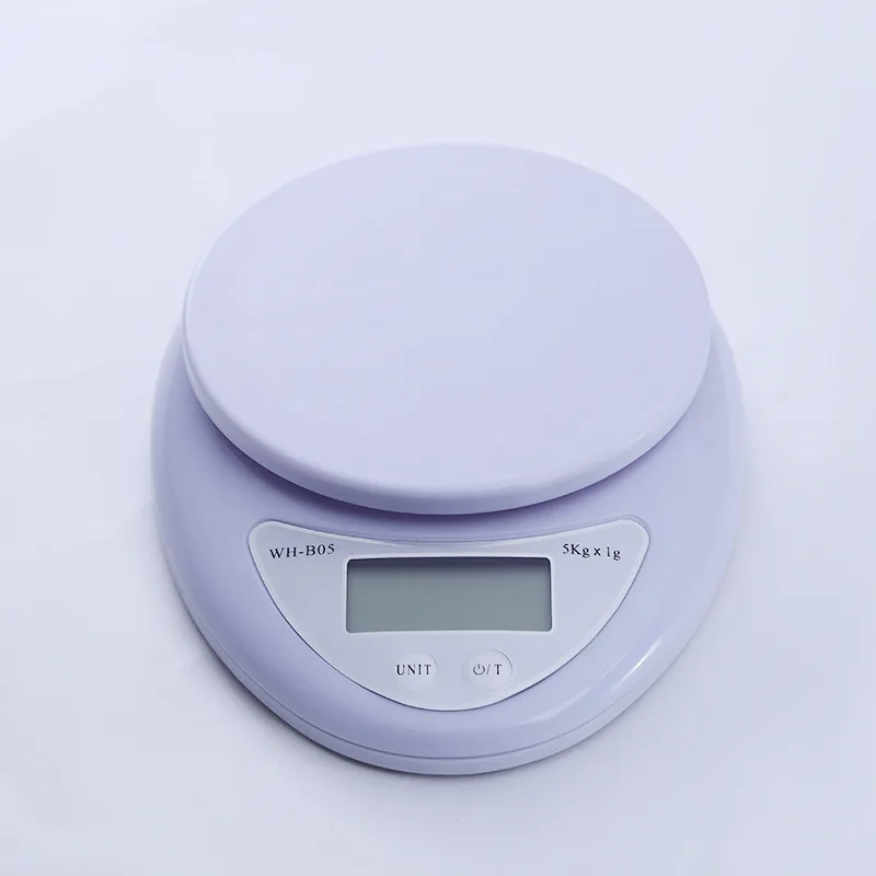 Кухонные весы, светодиодный, электронные, 5 кг/1 г, портативные цифровые весы, светодиодный, электронные весы, измерение баланса еды - Цвет: Белый