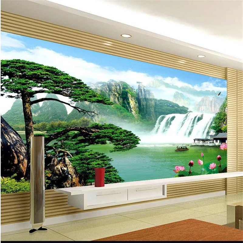 

beibehang 3d stereoscopic mountain nature murals Europe TV backdrop wallpaper living room bedroom murals papel de parede