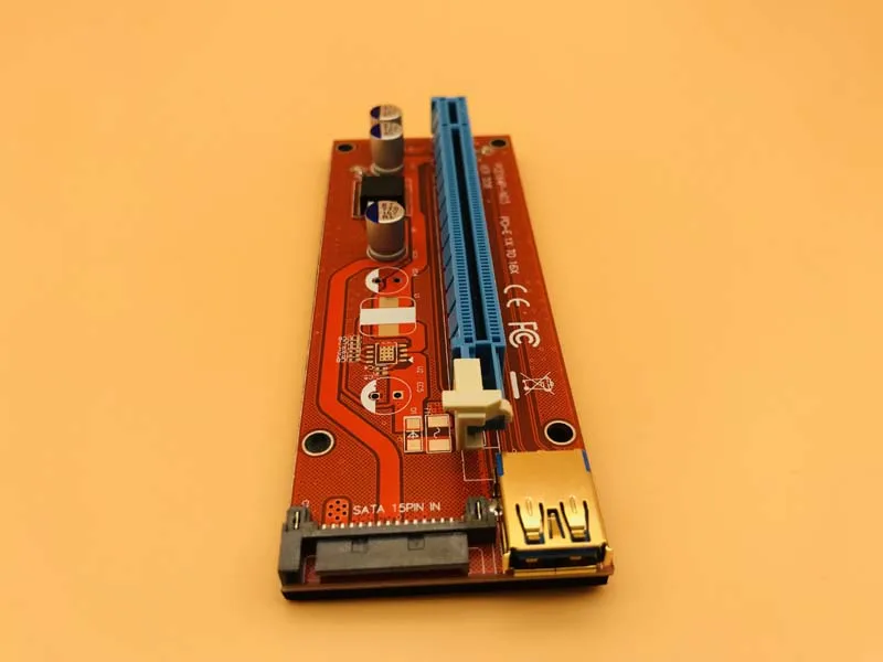 10 шт. 008 красная плата 3 светодиодных PCI Express Riser Card E 1x к 16x расширитель адаптер карта