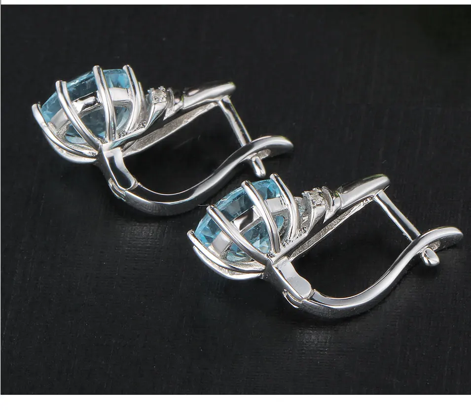 Kuololit natural sky blue topaz clip earrings for women KR006B-1_01 (5)
