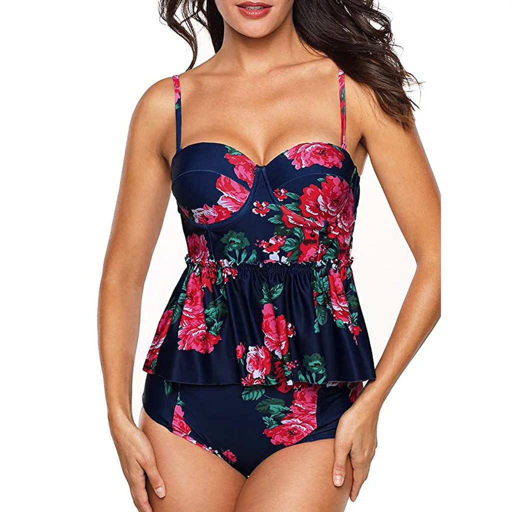

2019 New Sexy One Piece Swimsuit Women Swimwear Push Up Monokini Ruffle Swim Suit Bandage Bathing Suit Summer Beach Wear Female