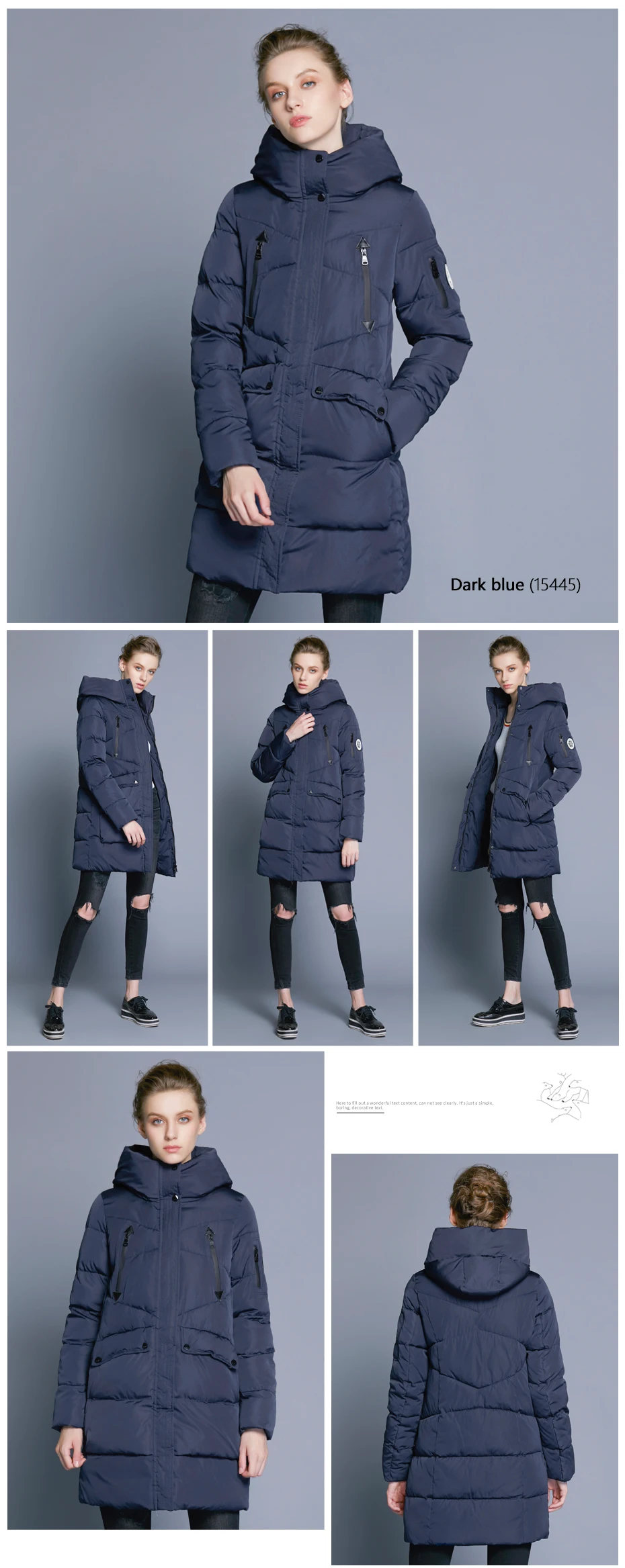 ICEbear Polyester Hooded Coat Woman Clothes Winter Jacket With Pockets 16G6155D