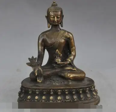 

S4414 10"tibet Buddhism fane bronze joss sakyamuni Shakyamuni Medicine Buddha statue