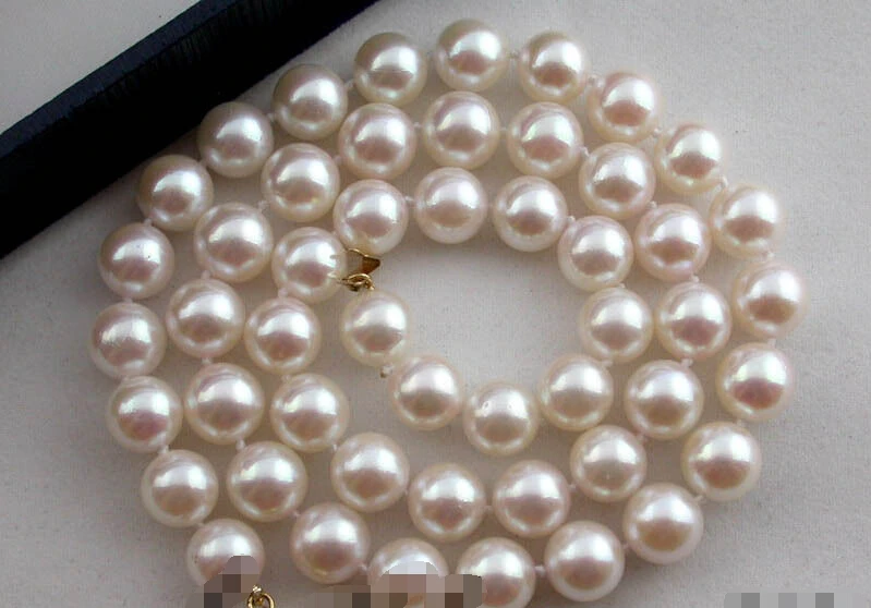 

shipping z1622 17" 9mm AKOYA white seawater pearl necklace 14k